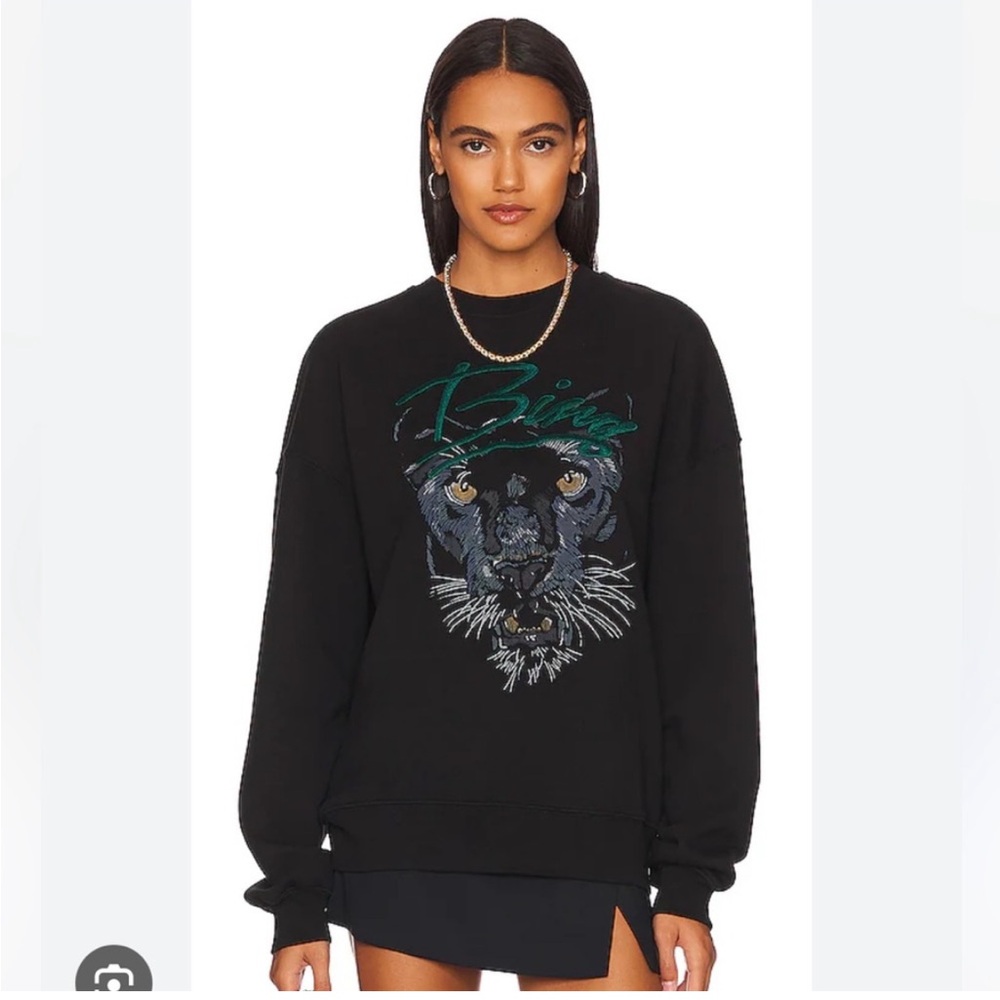 Anine Bing Kenny Panther Sweatshirt - Vintage Black, Size M